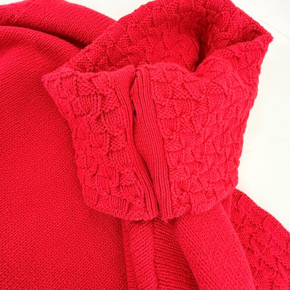 Coldwater Creek Red Cowl Neck Sweater Button Detail Textured Trim Womens Large - Picture 8 of 13
